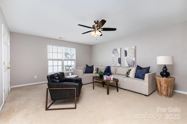 10198 Tintinhull Dr, Fort Mill, SC 29707 - living room featuring carpet floors, ceiling fan, and baseboards
