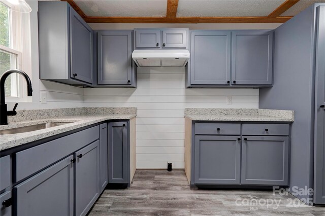 1010 Fallston Rd, Shelby, NC 28150 - kitchen featuring a sink, under cabinet range hood, and gray cabinets