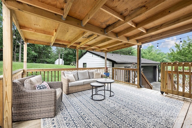 1119 Thornsby Ln, Matthews, NC 28105 - deck featuring an outdoor living space and a yard