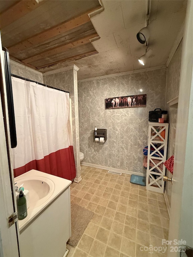 850AND830 E NC-152 Hwy E, China Grove, NC 28023 - bathroom featuring tile patterned floors, vanity, and curtained shower