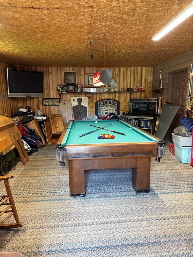 850AND830 E NC-152 Hwy E, China Grove, NC 28023 - rec room featuring carpet, wooden walls, and pool table