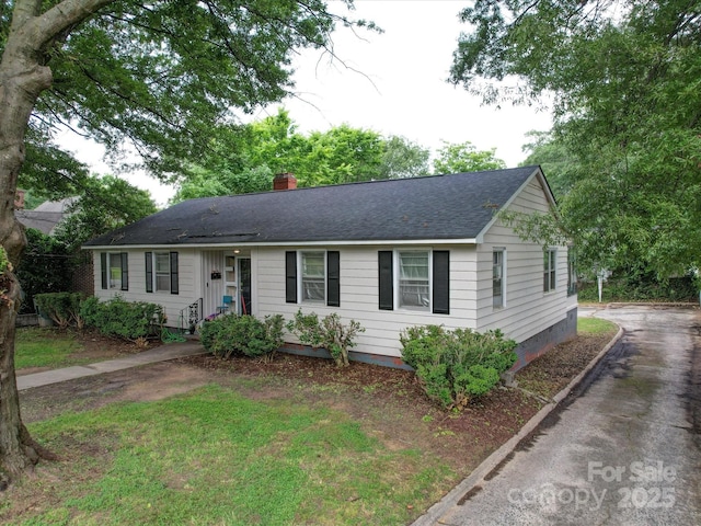 121 Patrick St, Gastonia, NC 28054 - ranch-style home with a chimney and a shingled roof