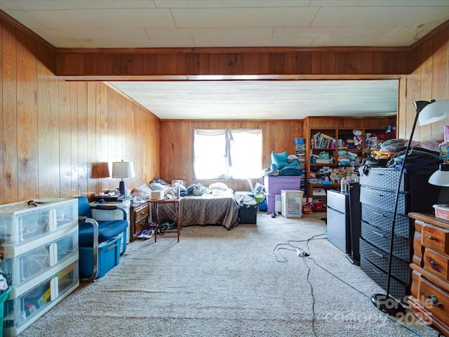 121 Patrick St, Gastonia, NC 28054 - carpeted bedroom featuring wood walls