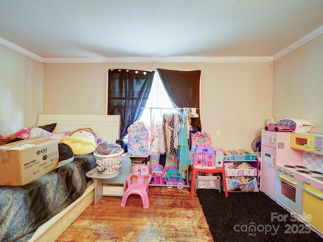 121 Patrick St, Gastonia, NC 28054 - rec room featuring crown molding and wood finished floors