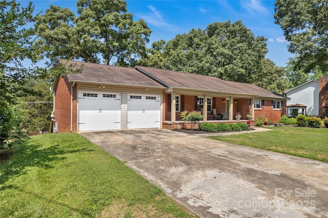 2010 Dogwood Trl, Shelby, NC 28150 - single story home featuring brick siding, a porch, an attached garage, a front lawn, and driveway