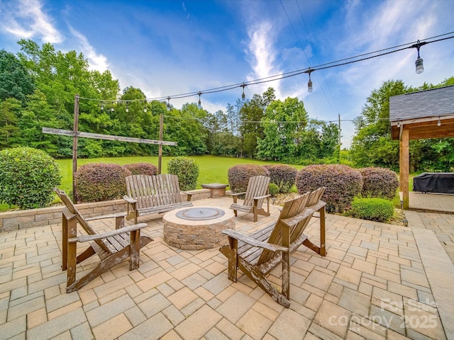 1060 S Lentz Harness Shop Rd, Mount Pleasant, NC 28124 - view of patio with a fire pit