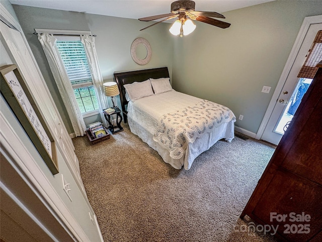 3273 16th St NE, Hickory, NC 28601 - bedroom featuring carpet floors, access to outside, baseboards, and ceiling fan