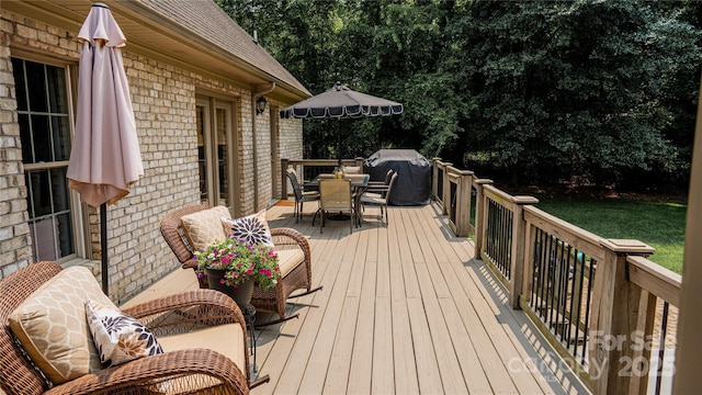 3273 16th St NE, Hickory, NC 28601 - wooden deck with outdoor dining area and grilling area
