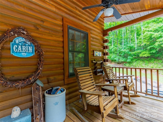 125 Cypress Ln, Saluda, NC 28773 - wooden deck featuring ceiling fan