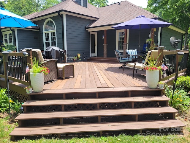2777 Old S Ct NW, Concord, NC 28027 - wooden terrace with outdoor dining area and a grill