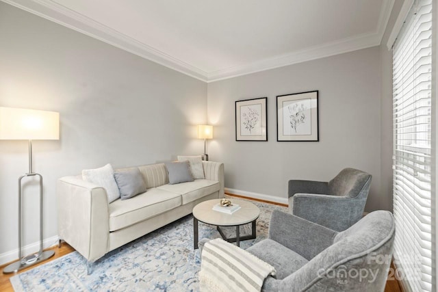11139 Tradition View Dr, Charlotte, NC 28269 - living room with ornamental molding, baseboards, and wood finished floors