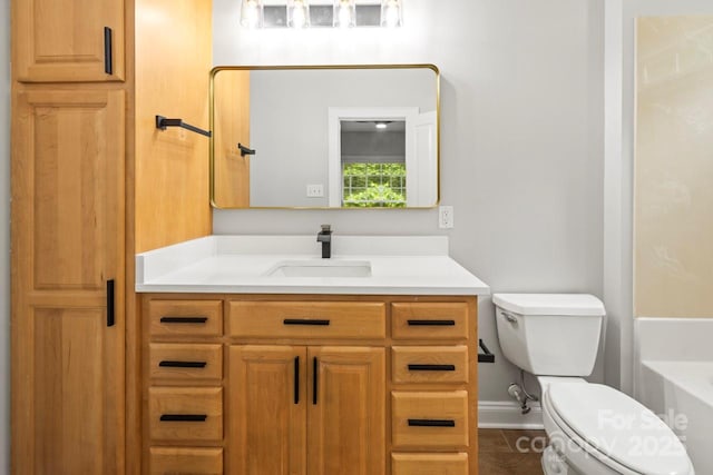 11139 Tradition View Dr, Charlotte, NC 28269 - full bathroom featuring toilet, vanity, baseboards, and tile patterned flooring