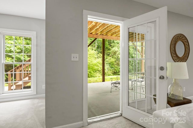11139 Tradition View Dr, Charlotte, NC 28269 - doorway with carpet flooring and baseboards