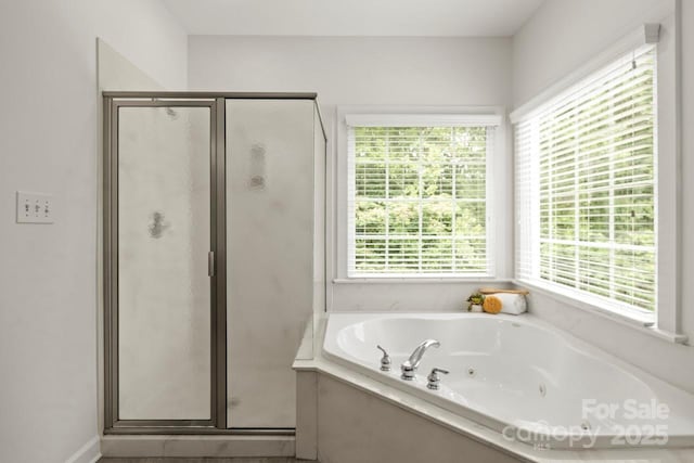 11139 Tradition View Dr, Charlotte, NC 28269 - full bath featuring a shower stall and a tub with jets