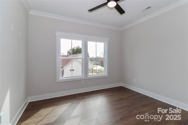 332 Canvasback Rd, Mooresville, NC 28117 - empty room with wood finished floors, crown molding, a ceiling fan, and baseboards