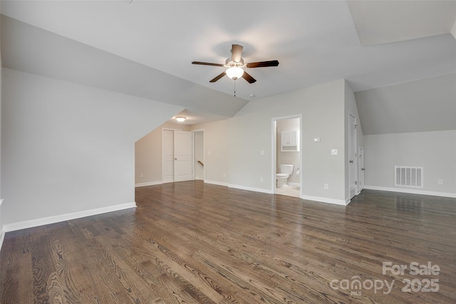 2785 Disney Pl, Indian Land, SC 29707 - bonus room featuring vaulted ceiling, a ceiling fan, wood finished floors, and baseboards