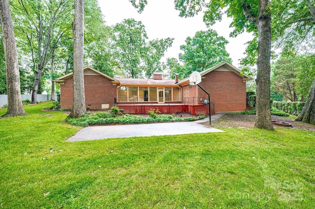 1304 5th Street Cir NW, Hickory, NC 28601 - back of property with brick siding, a chimney, and covered porch