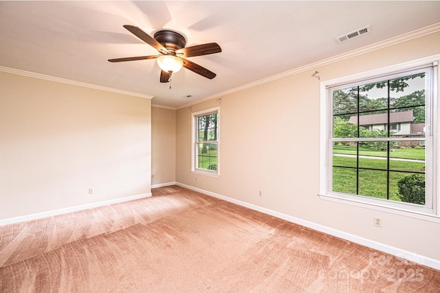 1304 5th Street Cir NW, Hickory, NC 28601 - empty room with baseboards, light colored carpet, ceiling fan, and ornamental molding