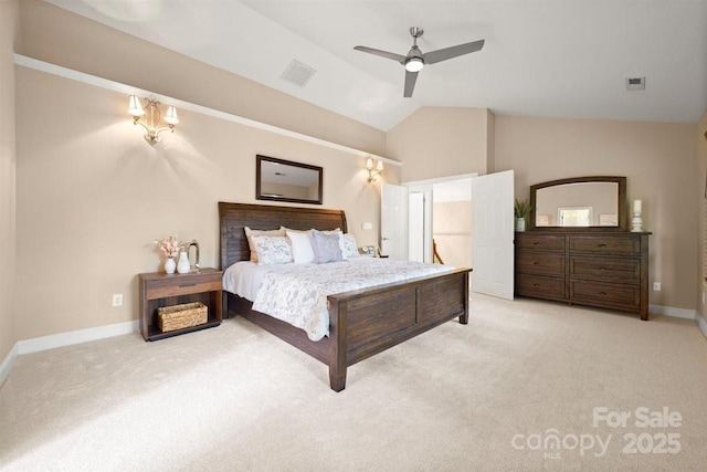 21621 Crown Lake Dr, Cornelius, NC 28031 - carpeted bedroom featuring lofted ceiling and ceiling fan