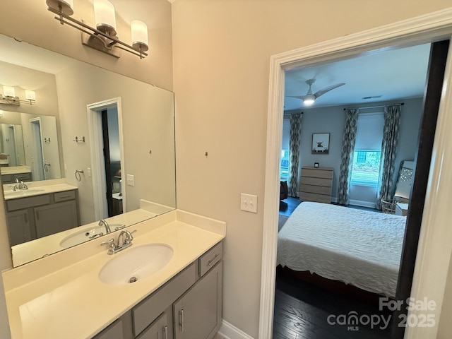 114 Mint Ave Unit A, Mooresville, NC 28117 - bathroom with ensuite bath, vanity, and wood finished floors