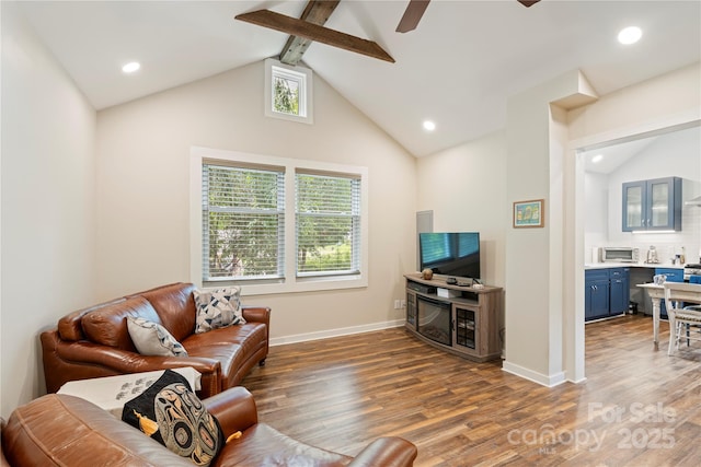 111 Altamahaw Ave, Black Mountain, NC 28711 - living room featuring wood finished floors, ceiling fan, plenty of natural light, bar with sink, and recessed lighting
