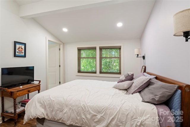 111 Altamahaw Ave, Black Mountain, NC 28711 - bedroom with lofted ceiling, wood finished floors, and recessed lighting