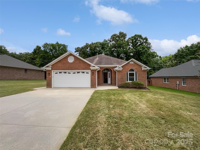3104 Doncaster Dr, Rock Hill, SC 29732 - ranch-style home featuring a garage, concrete driveway, brick siding, and a front lawn