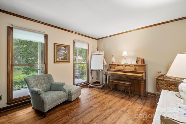 4848 Spicewood Dr, Charlotte, NC 28227 - sitting room with ornamental molding, wood finished floors, and baseboards