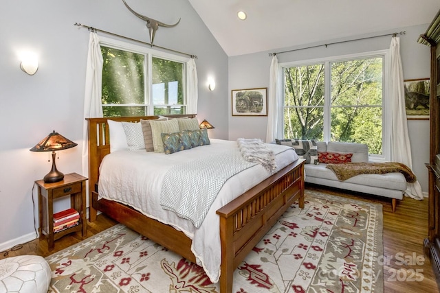 28 Mountain Vista Dr Unit 1 & 2, Asheville, NC 28804 - bedroom featuring lofted ceiling, wood finished floors, and recessed lighting
