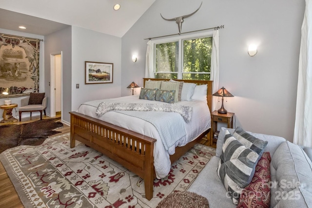 28 Mountain Vista Dr Unit 1 & 2, Asheville, NC 28804 - bedroom with vaulted ceiling and recessed lighting