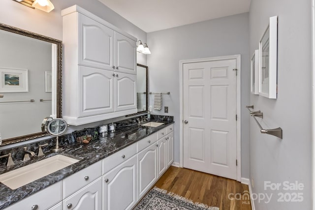 28 Mountain Vista Dr Unit 1 & 2, Asheville, NC 28804 - bathroom featuring wood finished floors and double vanity