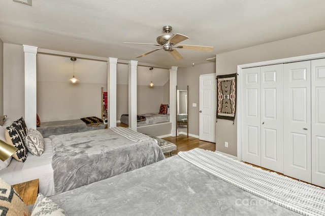 28 Mountain Vista Dr Unit 1 & 2, Asheville, NC 28804 - bedroom featuring decorative columns and a ceiling fan