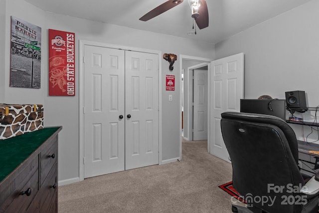 8906 Pickering Grove Ln, Charlotte, NC 28216 - office with light colored carpet and a ceiling fan