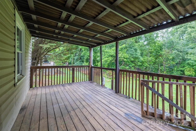 1036 20th St NE, Hickory, NC 28601 - wooden terrace with a wooded view