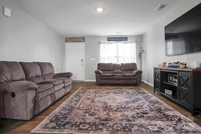2013 Eastway Dr, Dallas, NC 28034 - living room with dark wood-style flooring and baseboards