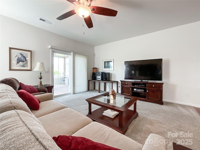 1228 Tranquil Falls Ln, Matthews, NC 28104 - living room with light carpet and a ceiling fan