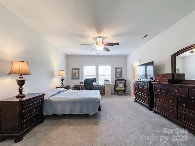 1228 Tranquil Falls Ln, Matthews, NC 28104 - bedroom with light colored carpet and a ceiling fan