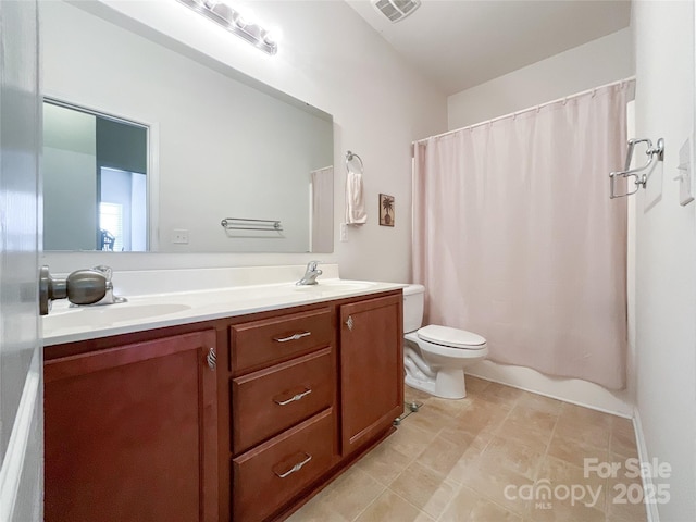 1228 Tranquil Falls Ln, Matthews, NC 28104 - bathroom with double vanity, toilet, and shower / bath combination with curtain