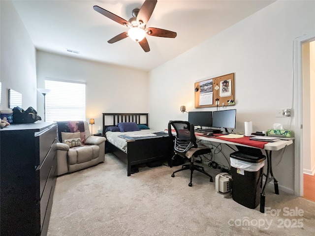 1228 Tranquil Falls Ln, Matthews, NC 28104 - bedroom featuring carpet, a desk, and a ceiling fan