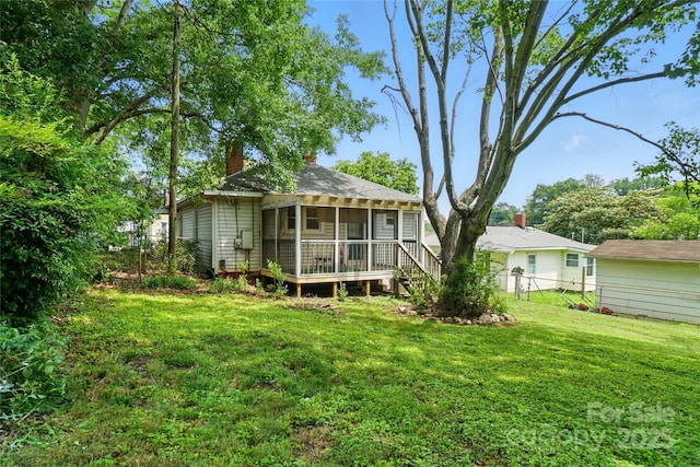 435 16th St, Cramerton, NC 28032 - back of house featuring a sunroom and a chimney