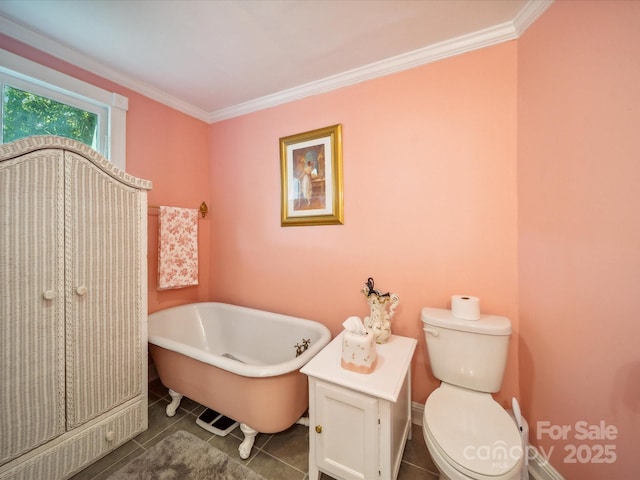 408 S Ellis St, Salisbury, NC 28144 - full bathroom featuring a soaking tub, crown molding, and tile patterned flooring