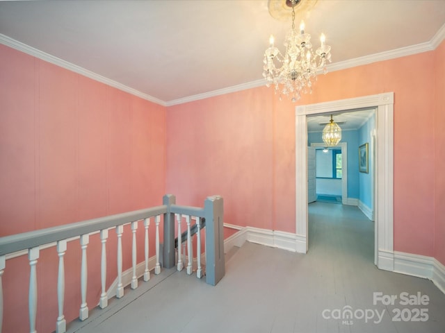 408 S Ellis St, Salisbury, NC 28144 - hallway featuring an upstairs landing, a chandelier, and ornamental molding