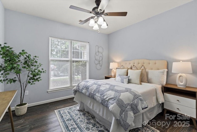 11911 Ridgeway Park Dr, Charlotte, NC 28277 - bedroom featuring dark wood finished floors, baseboards, and a ceiling fan