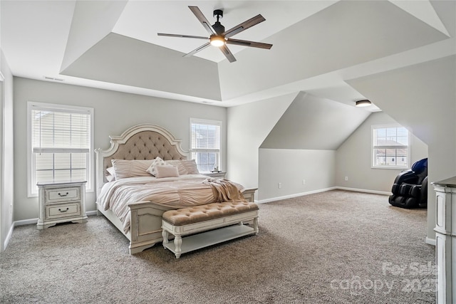 1522 Napa St NW, Concord, NC 28027 - bedroom featuring carpet flooring, baseboards, vaulted ceiling, and multiple windows