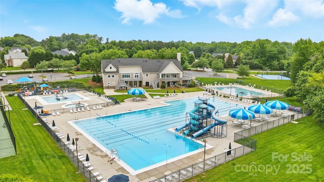 1522 Napa St NW, Concord, NC 28027 - community pool featuring a water slide and a deck