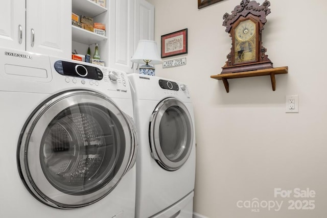 2066 Vermount Way, Indian Land, SC 29707 - laundry area featuring washing machine and dryer and cabinet space
