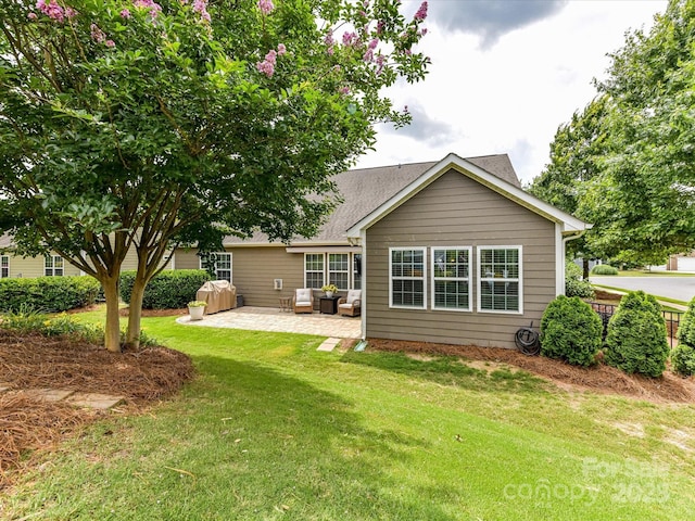 200 Sweet Briar Dr, Fort Mill, SC 29707 - rear view of house with a patio, a yard, and roof with shingles