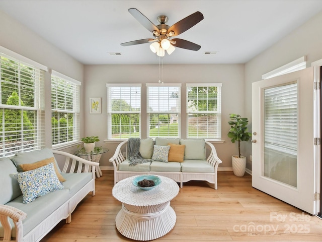 200 Sweet Briar Dr, Fort Mill, SC 29707 - living room with ceiling fan, light wood-style flooring, and baseboards