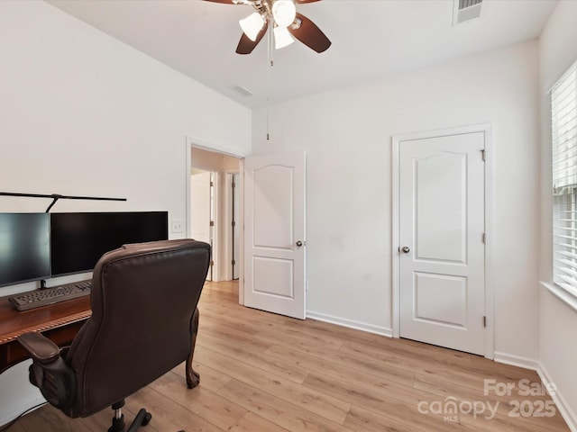 200 Sweet Briar Dr, Fort Mill, SC 29707 - home office with a ceiling fan, light wood-type flooring, plenty of natural light, and baseboards