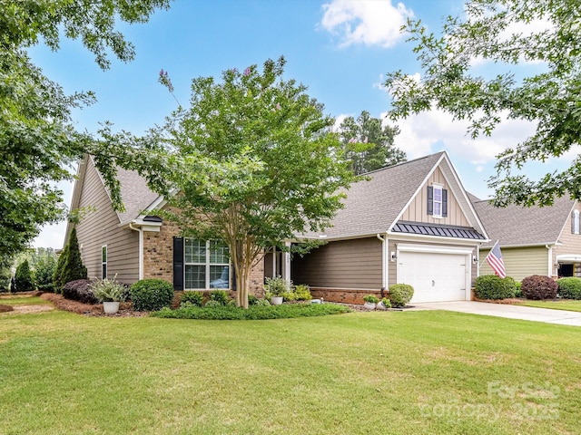 200 Sweet Briar Dr, Fort Mill, SC 29707 - view of front of home with brick siding, concrete driveway, board and batten siding, and a front yard